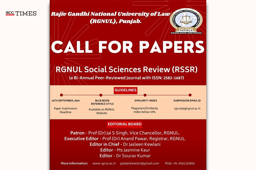 Call for Papers | RGNUL RSSR [Submit by 15th Sept, 2024] | SCC Times