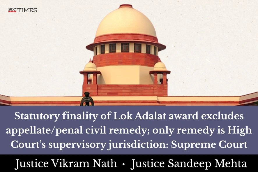 No civil remedy against Lok Adalat award