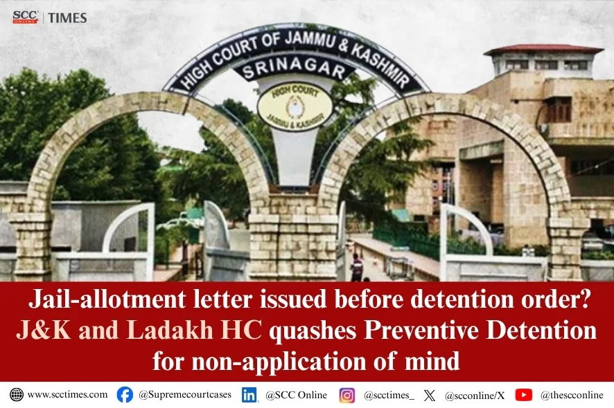 detention quashed for non-application of mind